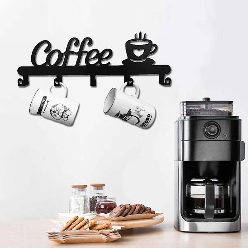 Coffee Mug Holder (5 Hooks), Coffee Bar Decor Sign,for Coffee Mug
