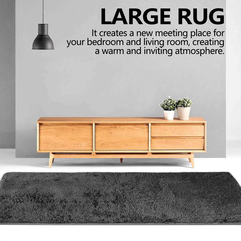 Fluffy Rugs for Bedroom,with Backing Non-slip Points(3x5 Feet,black)