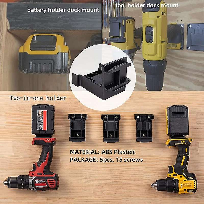 5pcs Tool Mount for Dewalt 18v,20v Drill, Battery Holder B
