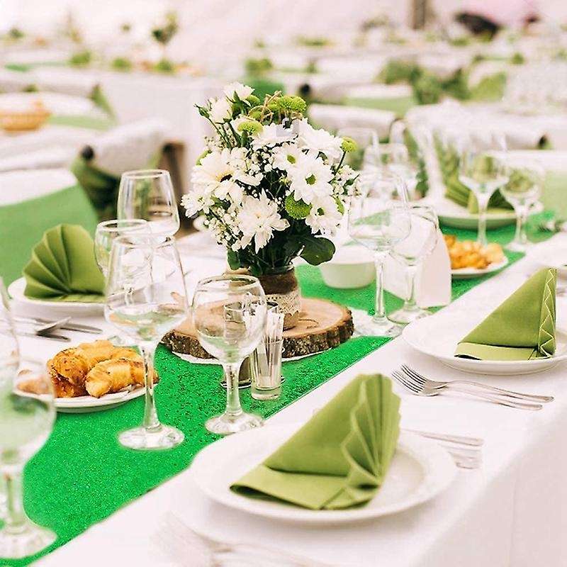 Sequin Table Runner Green Glitter Runner for Rectangle