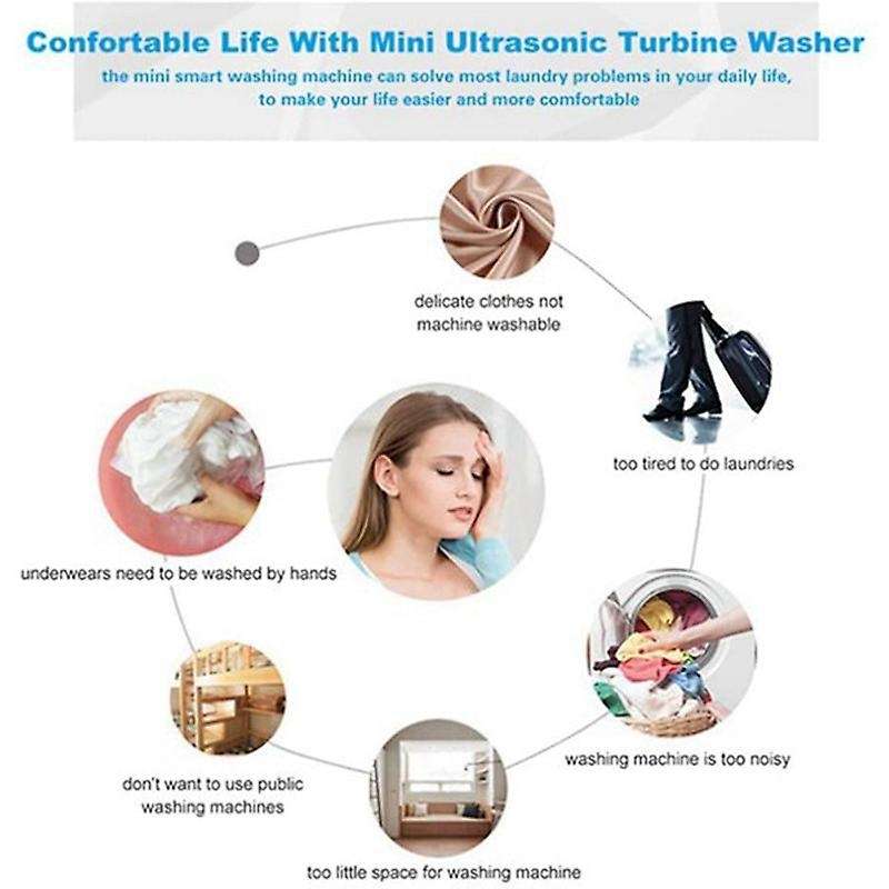 Mini Turbo Washing Machine, Ultrasonic Washer for Home Travel,green