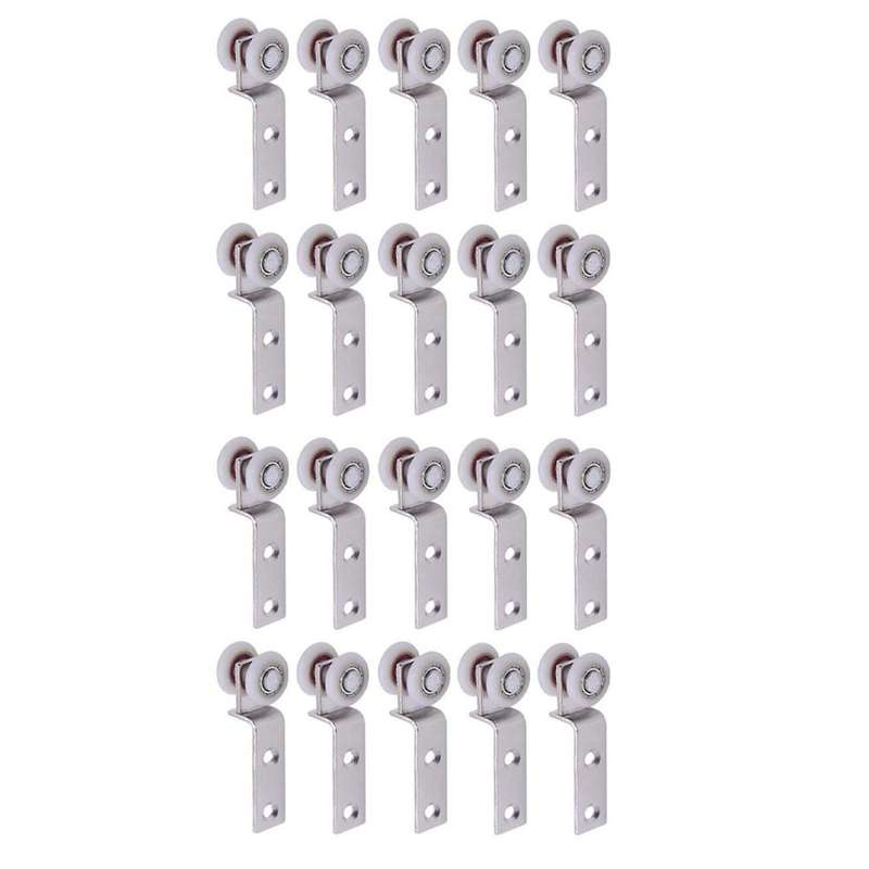 20pcs Bend Pipe Metal Bearing Pulley Block with Two Plastic Wheel