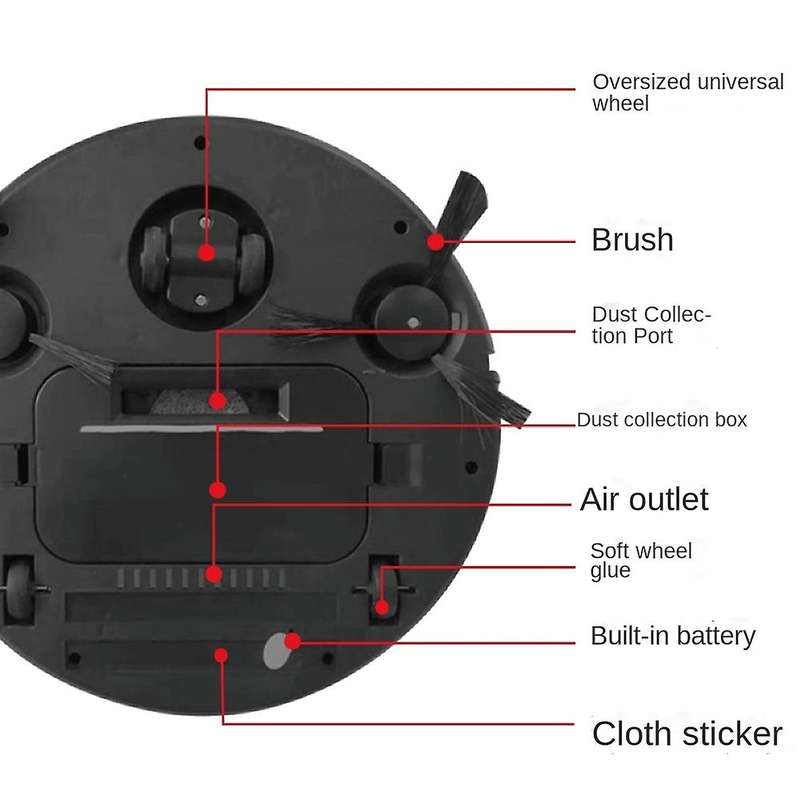 Rechargeable Smart Robot Vacuum Cleaner 3 In 1 Auto Sweeper (black)