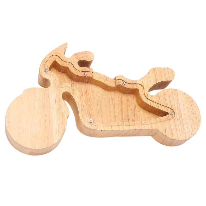Motorcycle Piggy Bank Cartoon Pine Transparent Decor Gift 26x15cm