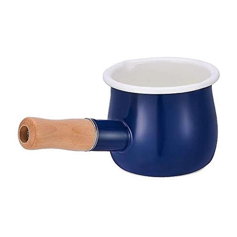 Enamel Milk Pot Mini Butter Warmer Milk Pot Enamel Sauce Pot Blue
