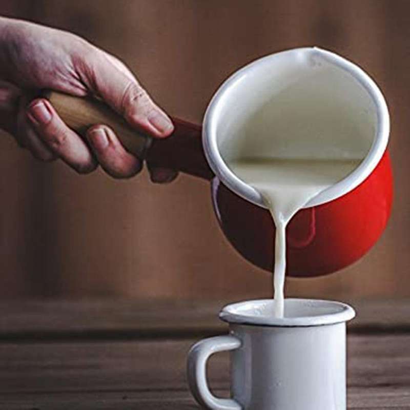 Enamel Milk Pot Mini Butter Warmer Milk Pot Enamel Sauce Pot Gray