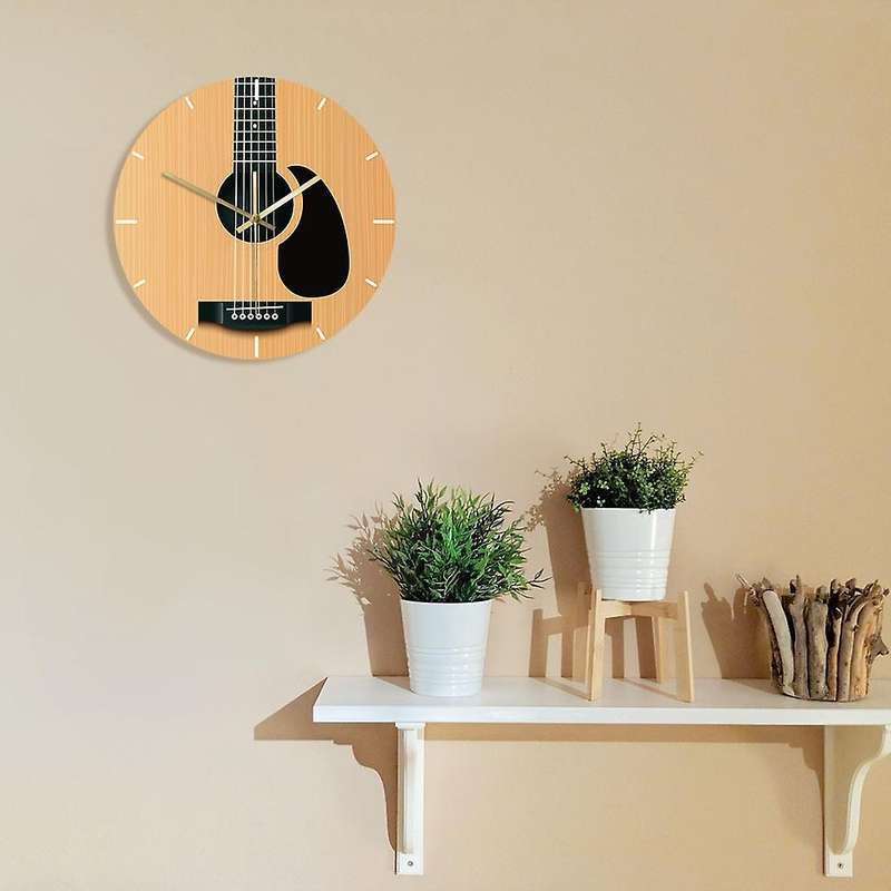 Acoustic Guitar Decorative Wall Clock Music Minimalist Home Decor
