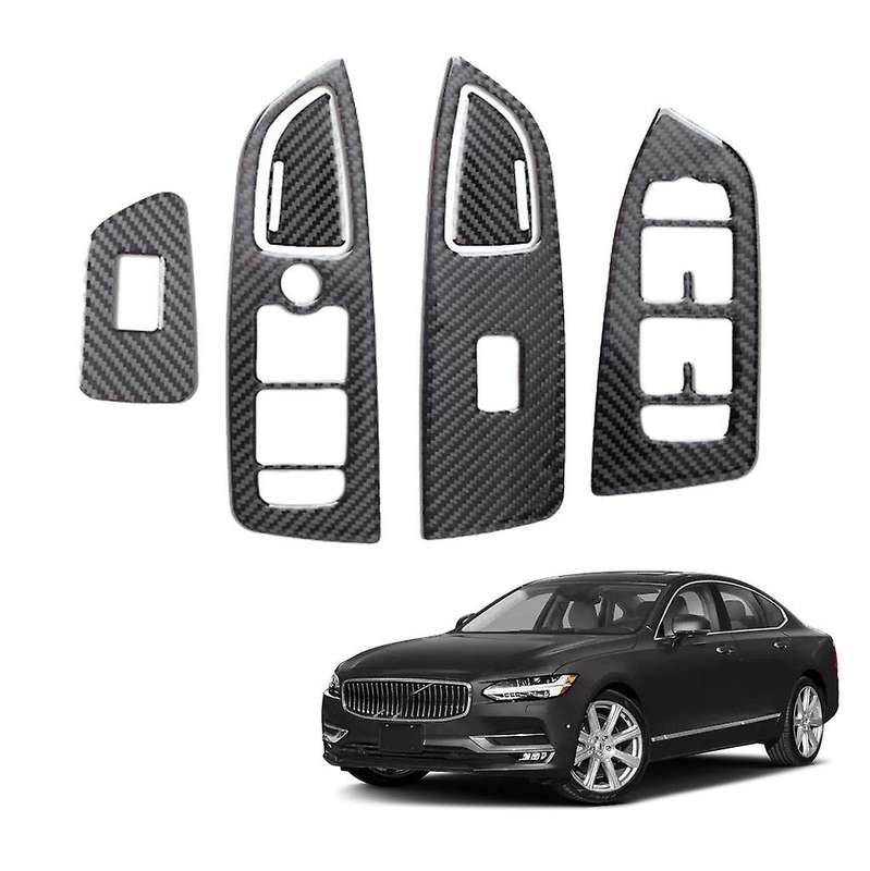 Car Carbon Fiber Window Switch Cover for Volvo S90 S90l 2017-2019 Lhd
