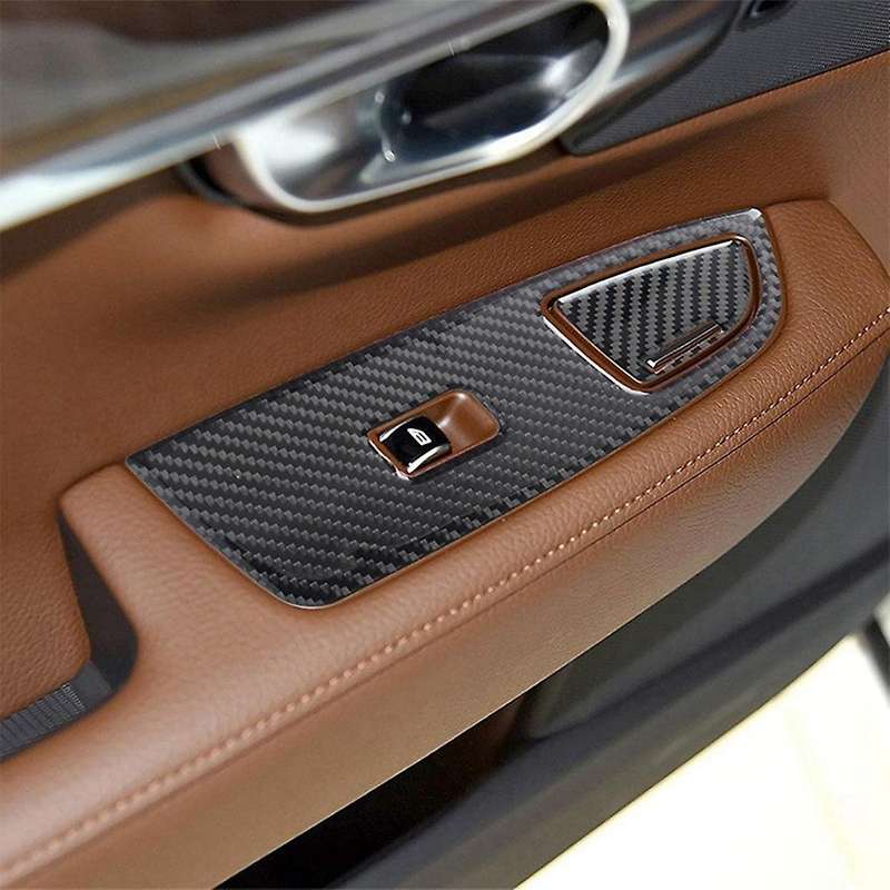 Car Carbon Fiber Window Switch Cover for Volvo S90 S90l 2017-2019 Lhd