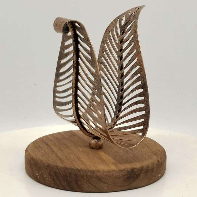 Retro Leaf Tissue Holder Napkin Holder Metal Home Decoration(gold)