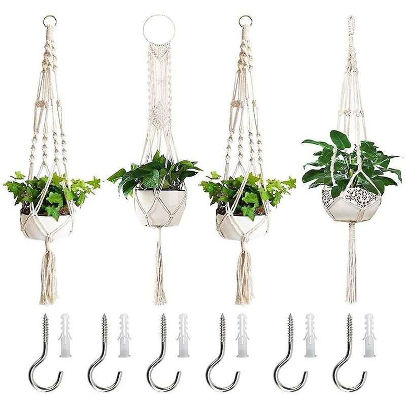 Macrame Plant Hangers, Handmade Hanging Plant Basket Stand Holder