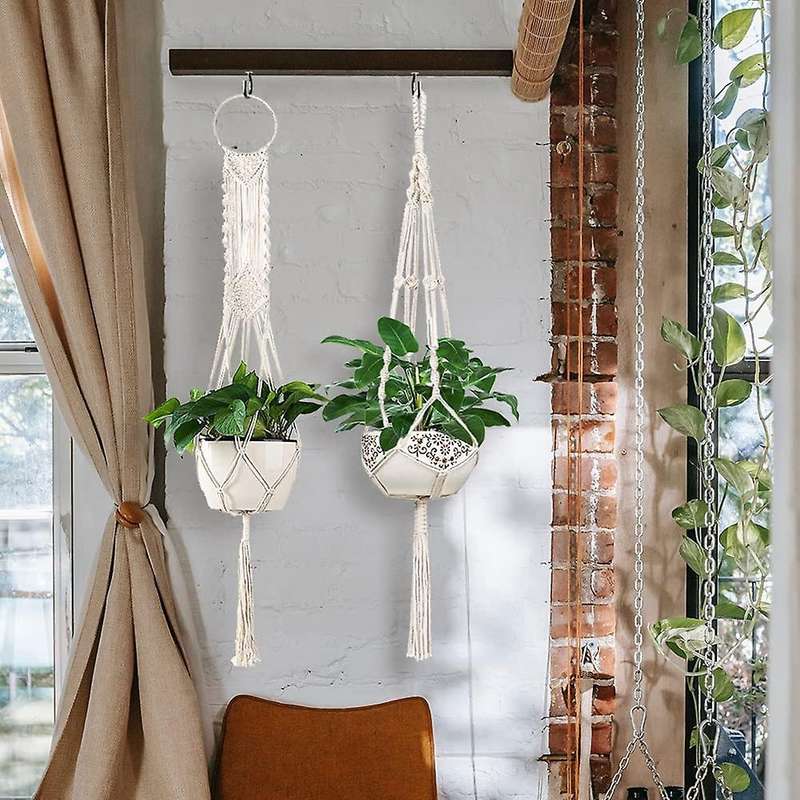 Macrame Plant Hangers, Handmade Hanging Plant Basket Stand Holder