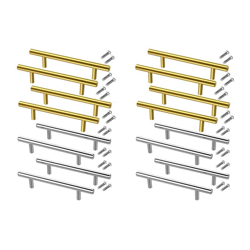18 Pcs Gold Silver Handles Hardware Stainless Steel Drawer Pulls
