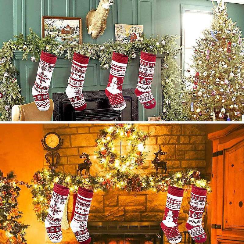 Christmas Decor Large Stockings Santa Fabric Gift Stocking