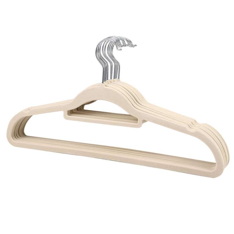 10 Pcs Flocking Hanger Non-slip Plastic Hanger Seamless Drying Rack