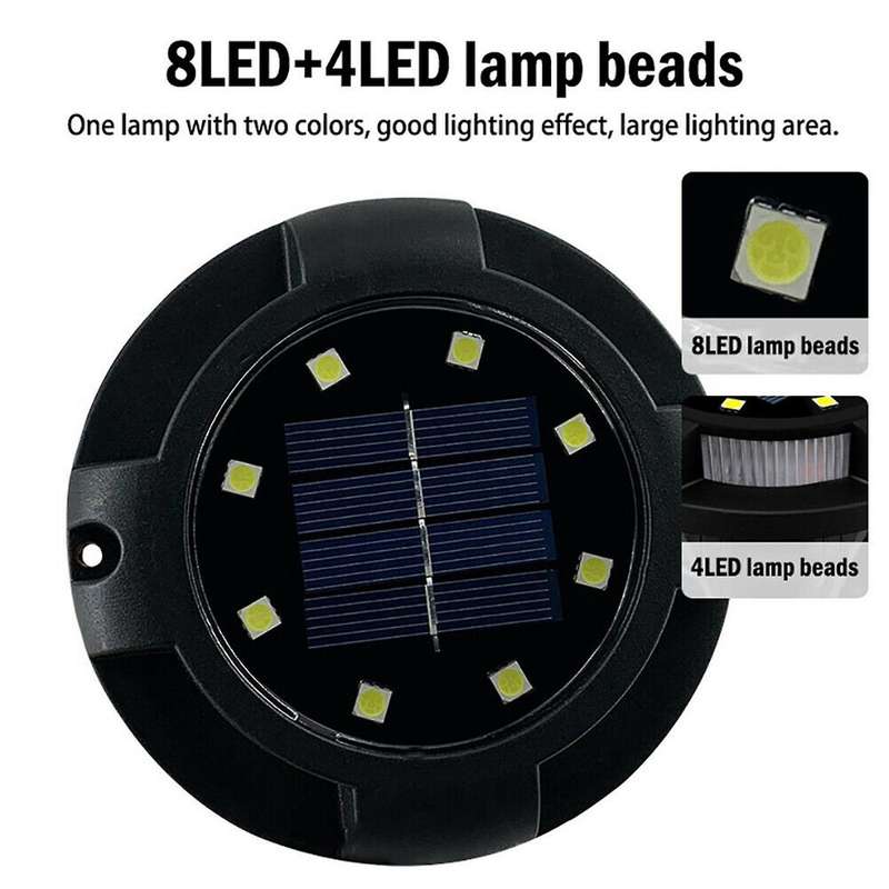 4pack 12 Led Solar Buried Disk Light Ground Lights for Landscape A