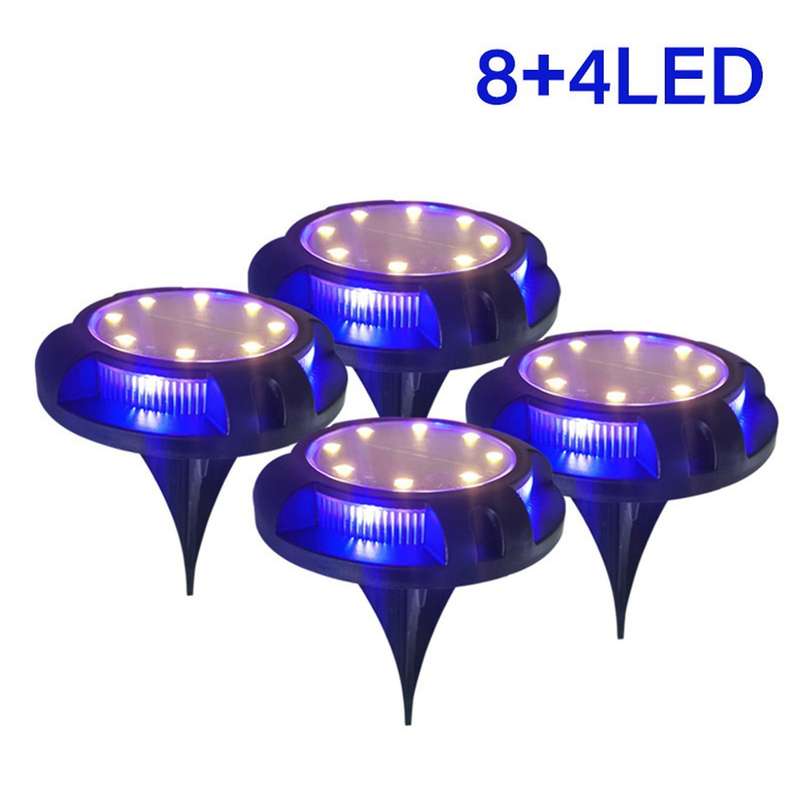 4pack 12 Led Solar Buried Disk Light Ground Lights for Landscape A