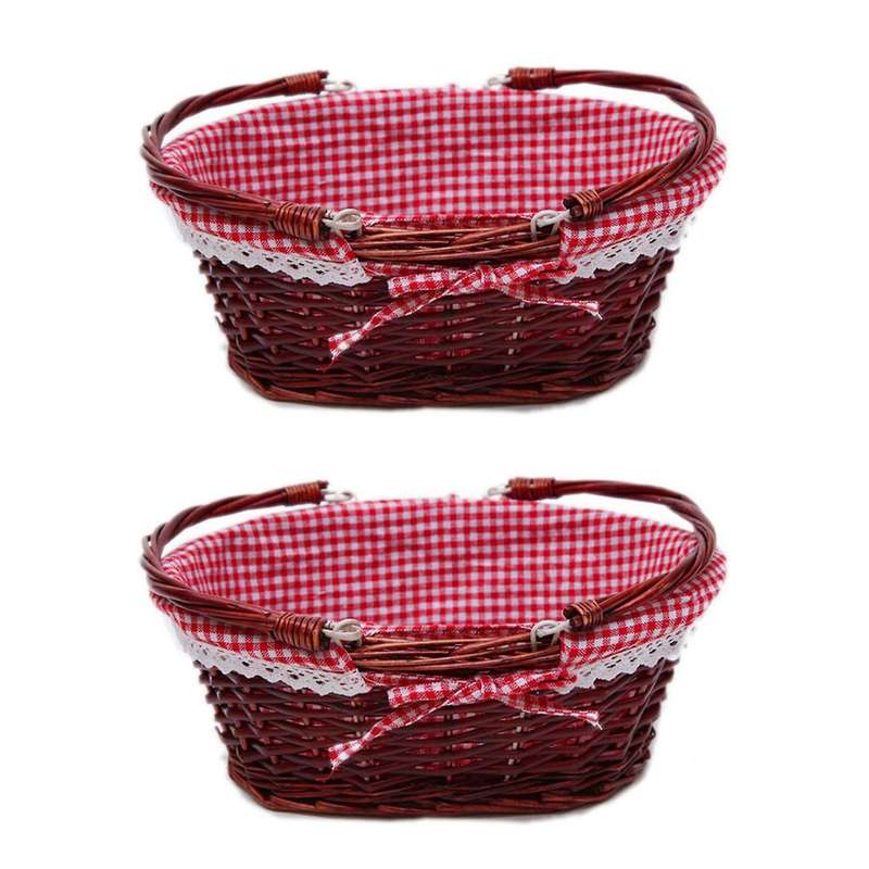2x Wicker Basket Gift Basket Picnic Basket Candy Basket