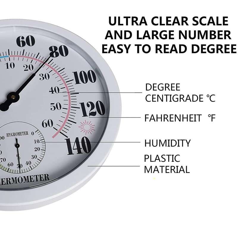 Indoor Outdoor Thermometer Garden Large Number 10 In Diameter White