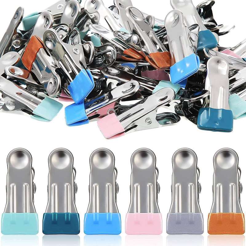 60 Pcs Colored Clothespins Stainless Steel Clips for Clothesline