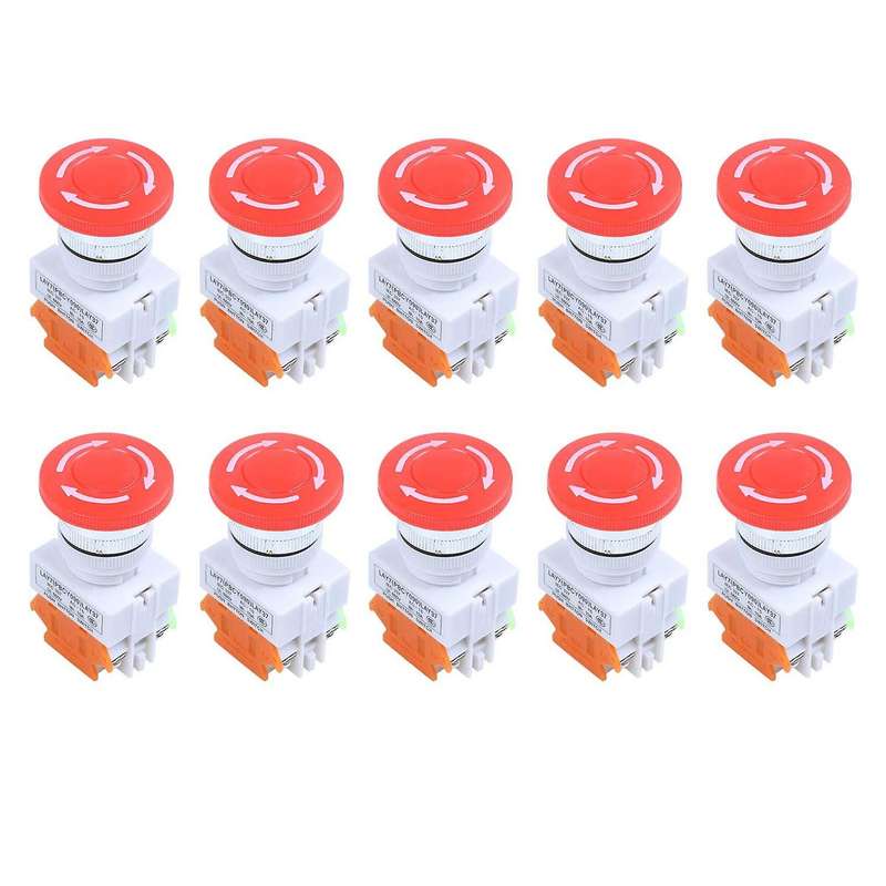 Mushroom Cap 1no 1nc Dpst Emergency Push Button Switch Ac 660v 10a