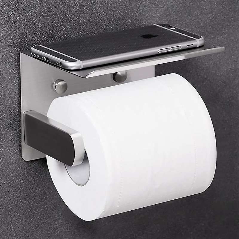 Self-adhesive Toilet Paper Holder with 2 Towel Hooks, Toilet Holder