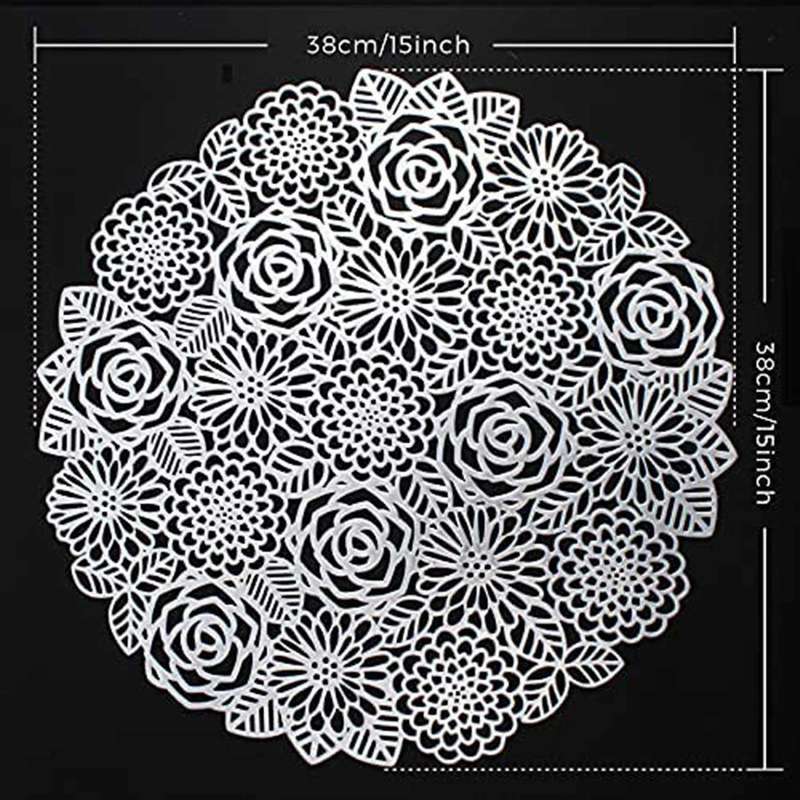 Placemats Set Of 6 Hollow Out Blooming Rose Place Mats (gold)