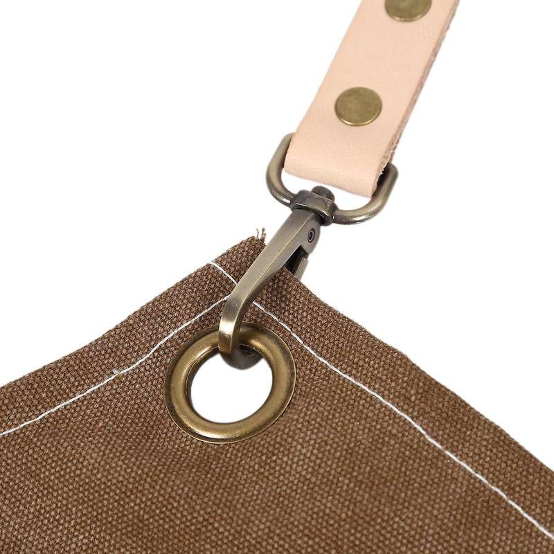 Bbq Canvas Apron Bib Kitchen Apron for Women Men-khaki