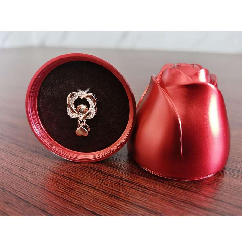 Heart-shaped Blue Purple Crystal Diamond Pendant Rose Gold