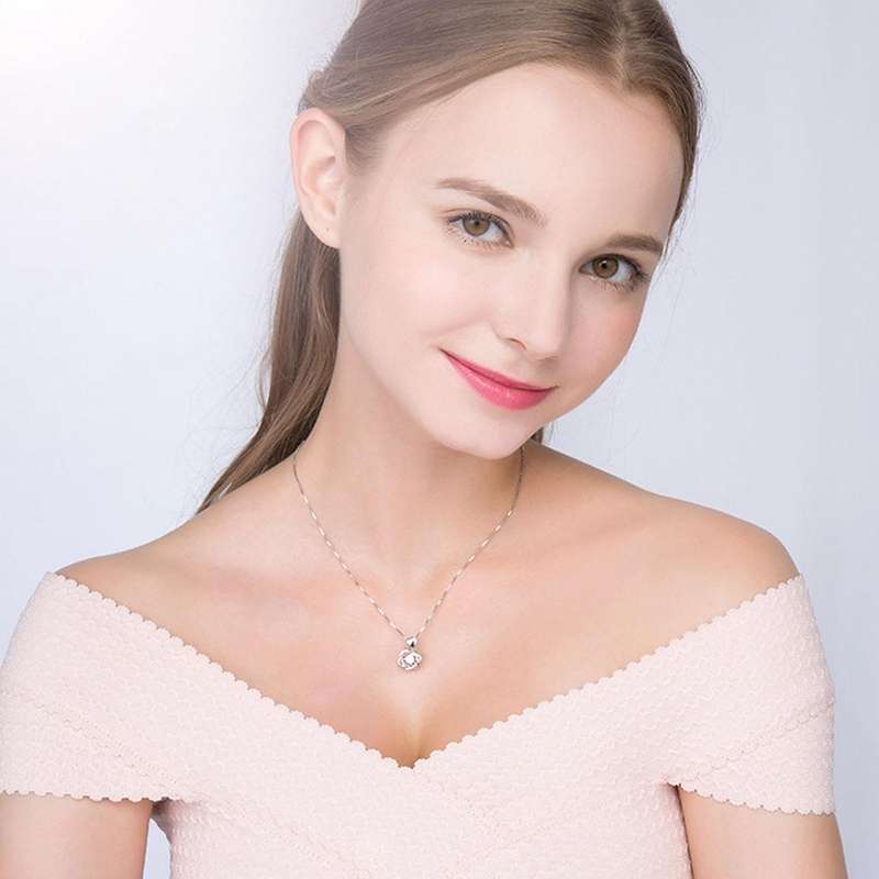 Heart-shaped Blue Purple Crystal Diamond Pendant Rose Gold