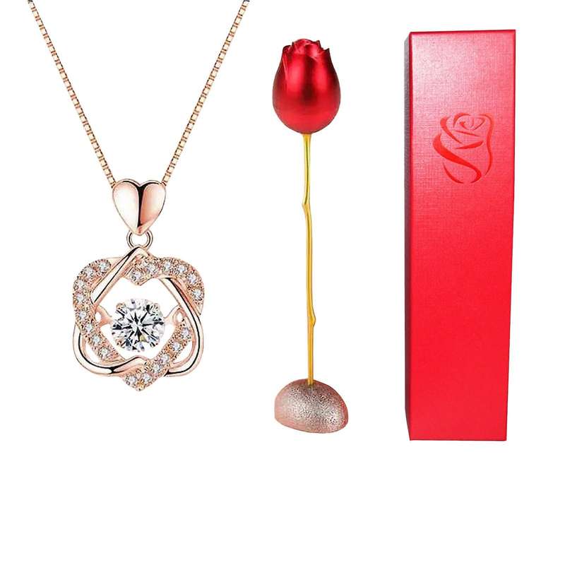 Heart-shaped Blue Purple Crystal Diamond Pendant Rose Gold