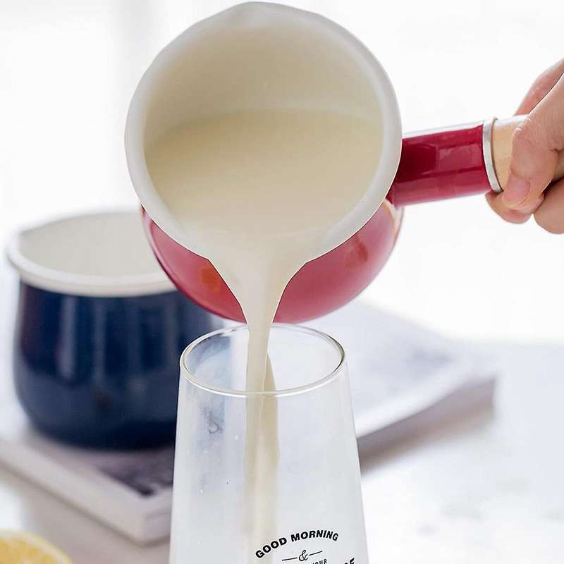 Enamel Milk Pot Mini Butter Warmer Milk Pot Enamel Sauce Pot White