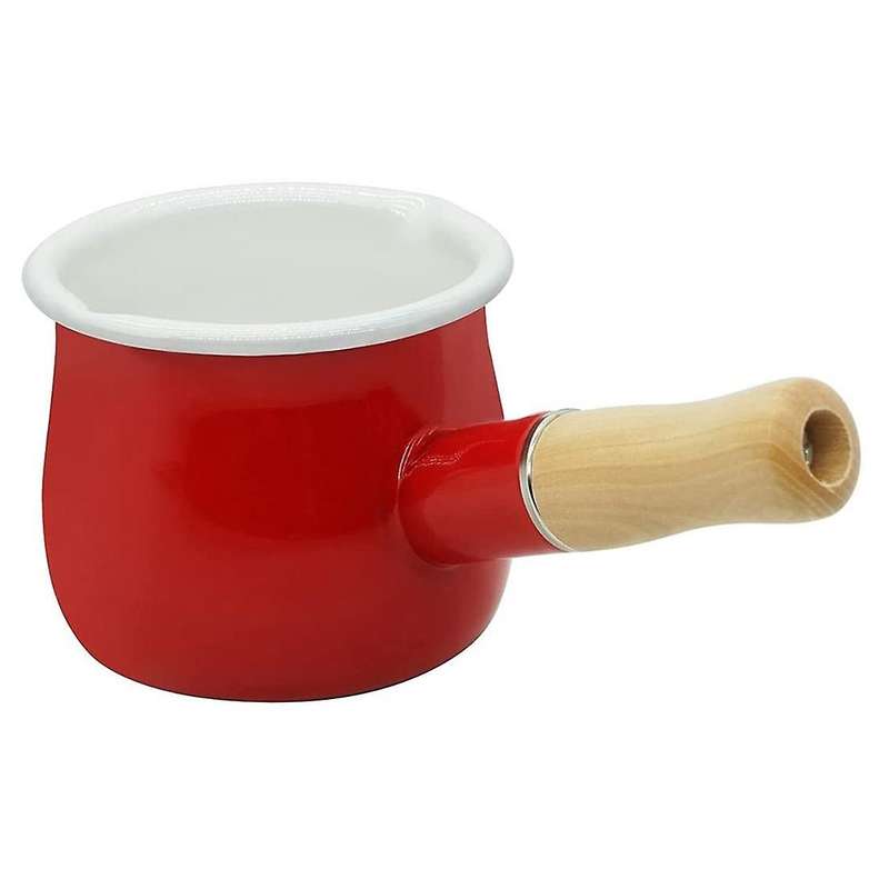 Enamel Milk Pot Mini Butter Warmer Milk Pot Enamel Sauce Pot Red