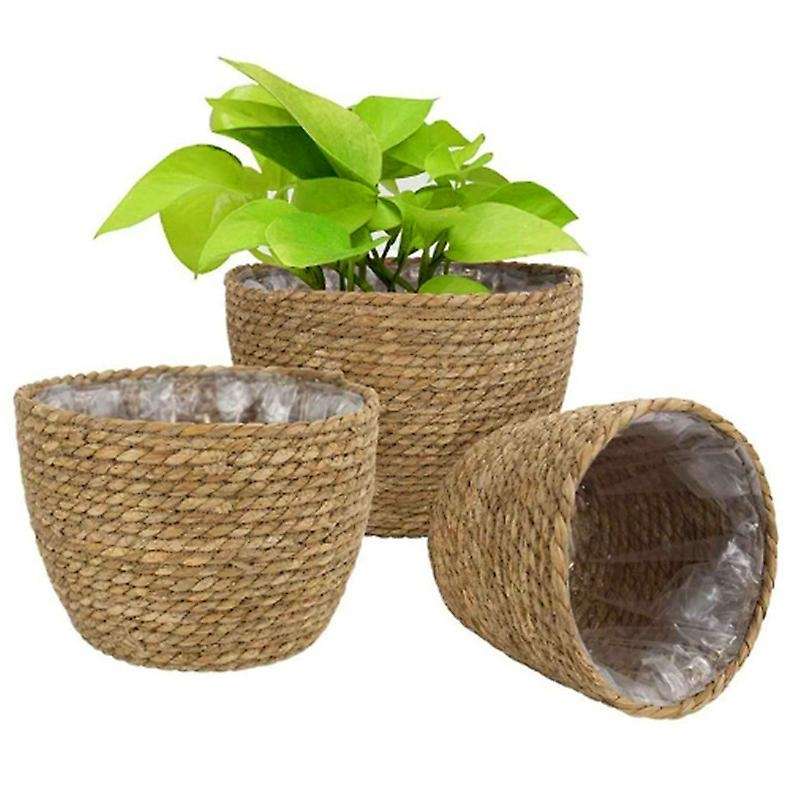 Indoor and Outdoor Flowerpot 3piece Seaweed Plant Basket Garden Decor