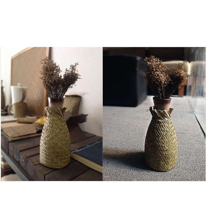 Rattan Ceramic Flower Pot Hand-woven Seaweed Woven Flower Arrangement
