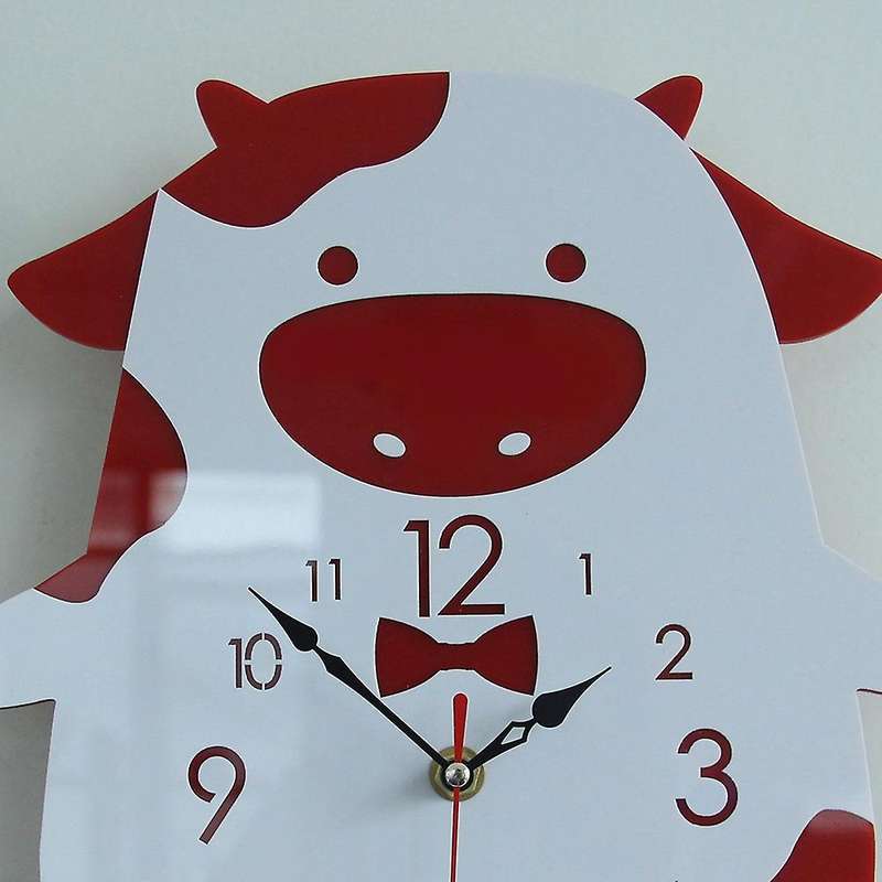Wall Clock for Children Mute Animal Modeling Decoration Red