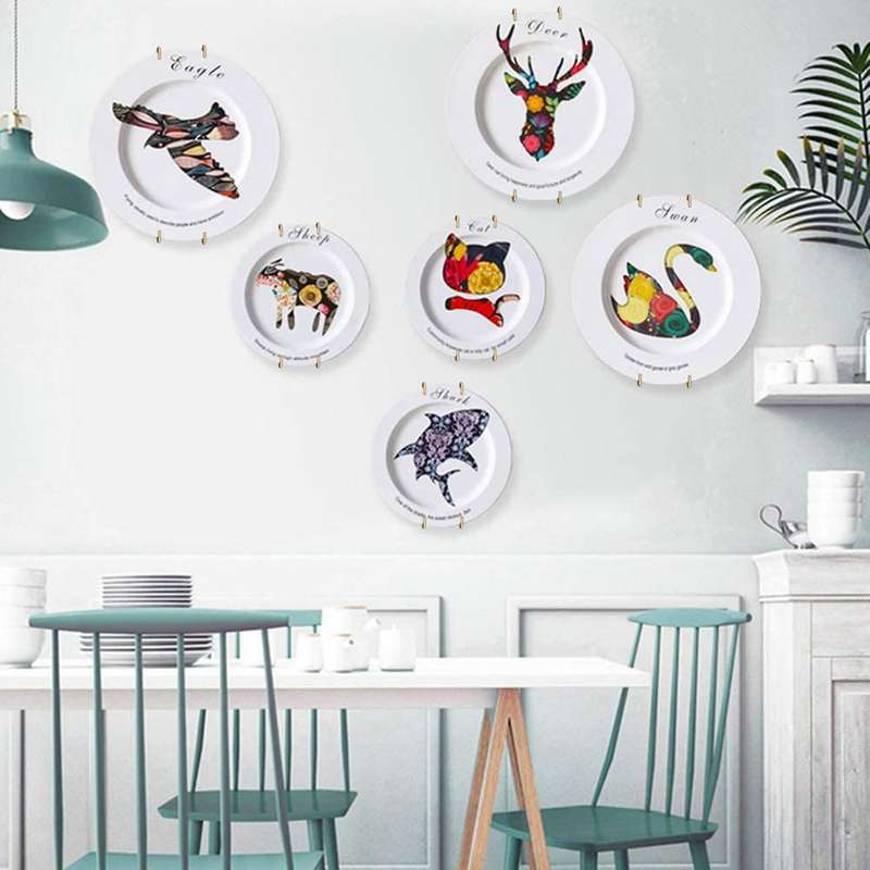 Stainless Steel Plate Hangers for Walls Holder with 10 Pcs Wall Hooks