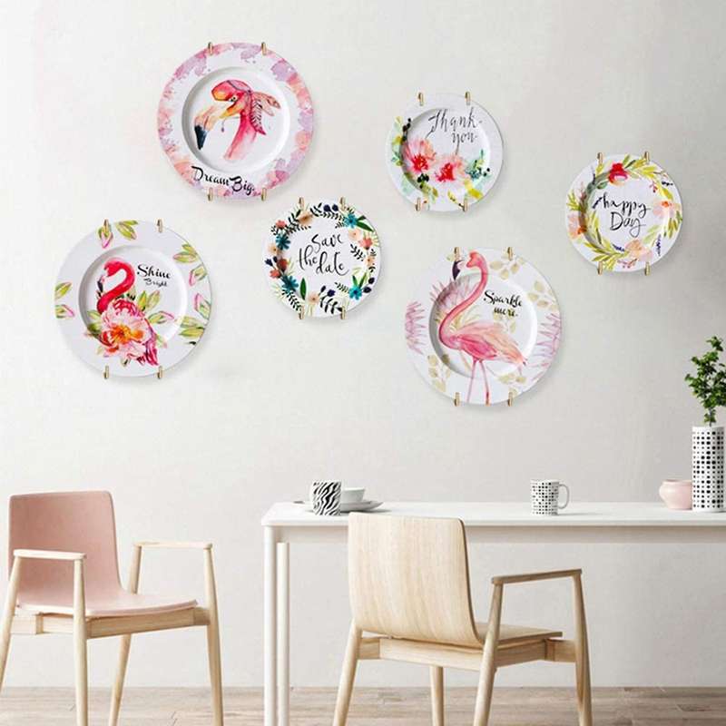 Stainless Steel Plate Hangers for Walls Holder with 10 Pcs Wall Hooks
