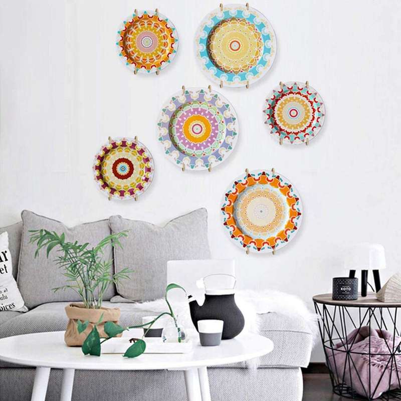 Stainless Steel Plate Hangers for Walls Holder with 10 Pcs Wall Hooks