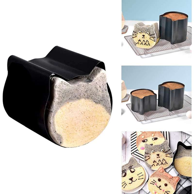 Cat Head Toast Mold,aluminized Non-stick Bread Pans Baking Mold, L