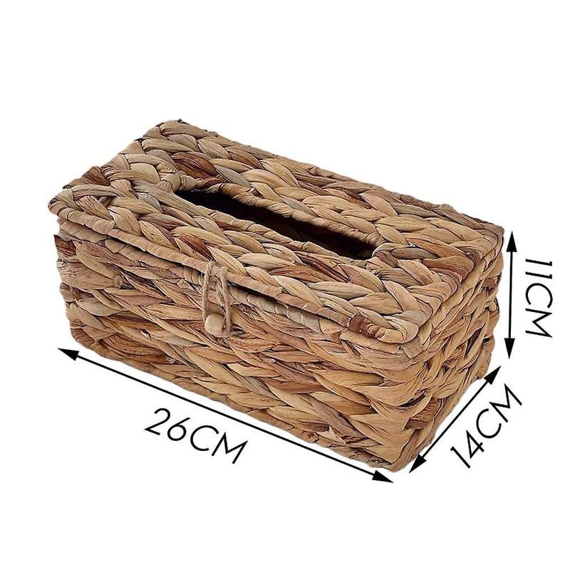 Water Hyacinth Woven Tissue Box Rattan Woven Lid Sanitary Paper Box