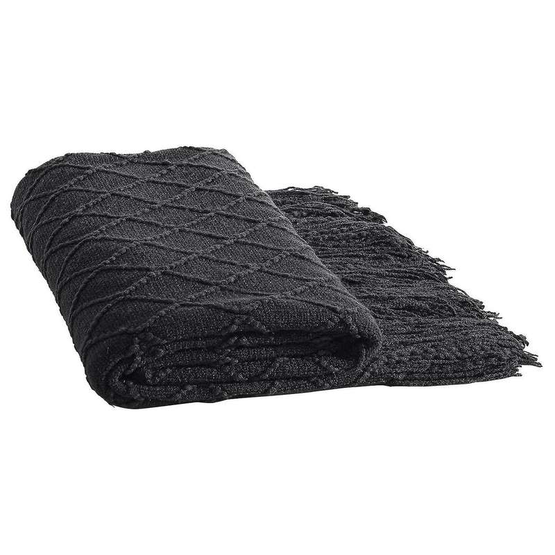 Rhombus Acrylic Knit Woven Blanket,with Tassel for Travel Picnic, A