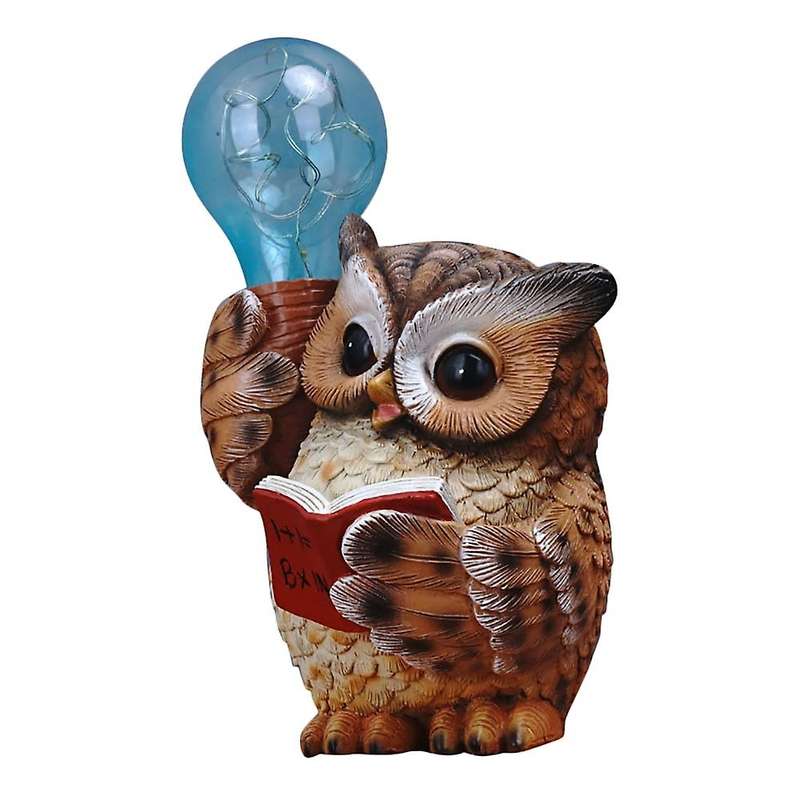 1pcs Mini Owl Figurine Miniatures Garden Solar Lights Night B
