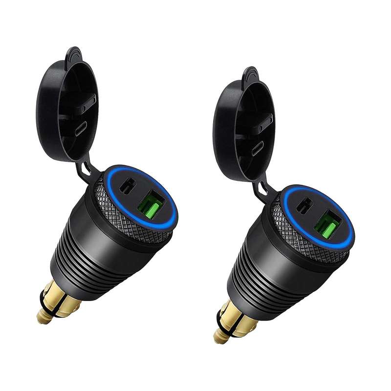 2x Motorcycle Din Hella Charger to Qc3.0 Usb & Type C Power Delivery