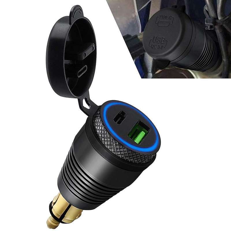 2x Motorcycle Din Hella Charger to Qc3.0 Usb & Type C Power Delivery