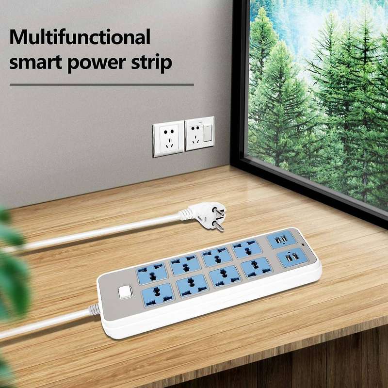 Power Strip with 4 Usb Sockets, 3000w, 8 Universal Sockets, Eu Plug
