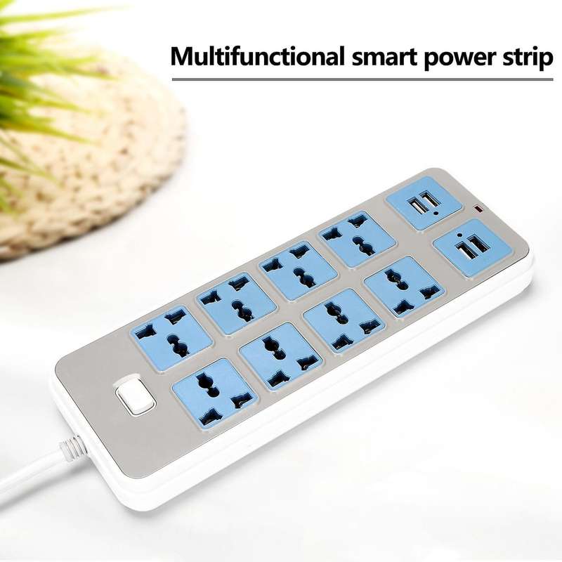 Power Strip with 4 Usb Sockets, 3000w, 8 Universal Sockets, Eu Plug