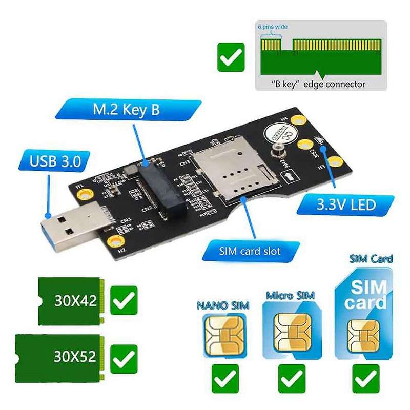 M. 2 to Usb3.0 Adapter Board with Sim Card Slot Network Card Module