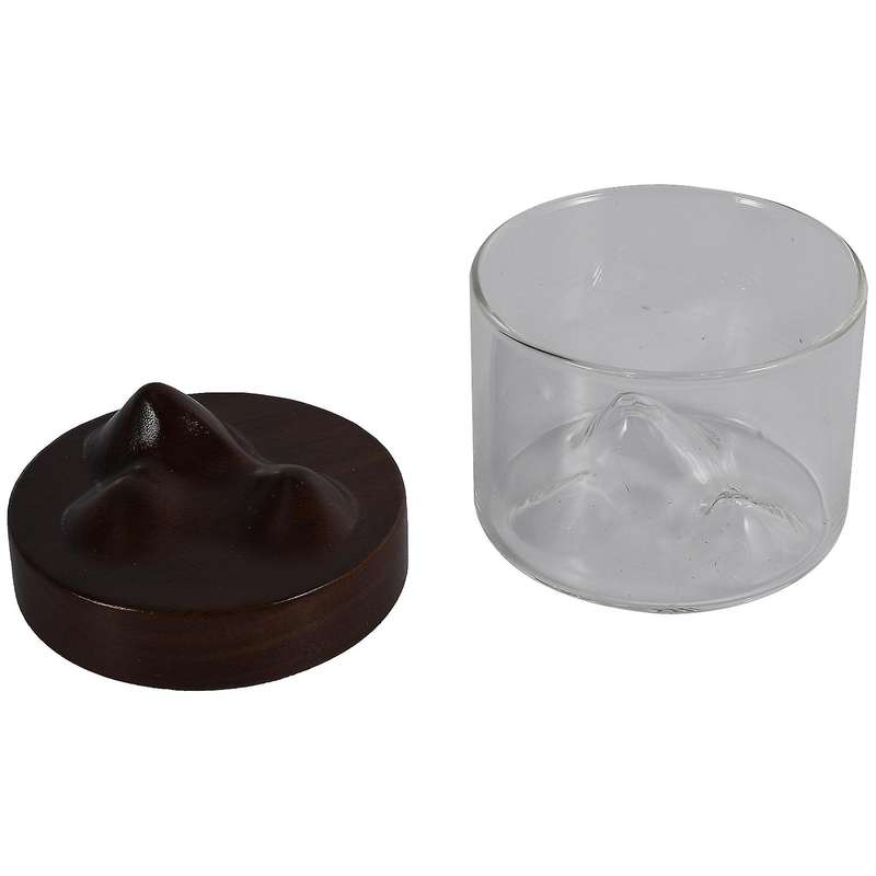Whiskey Wine Cup Small Mountain with Wooden Base Unique Glass Cup