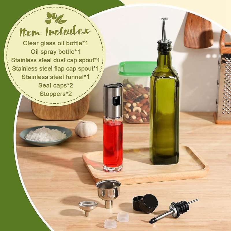 Olive Oil Dispenser 17 Oz and Oil Sprayer Bottle 100 Ml